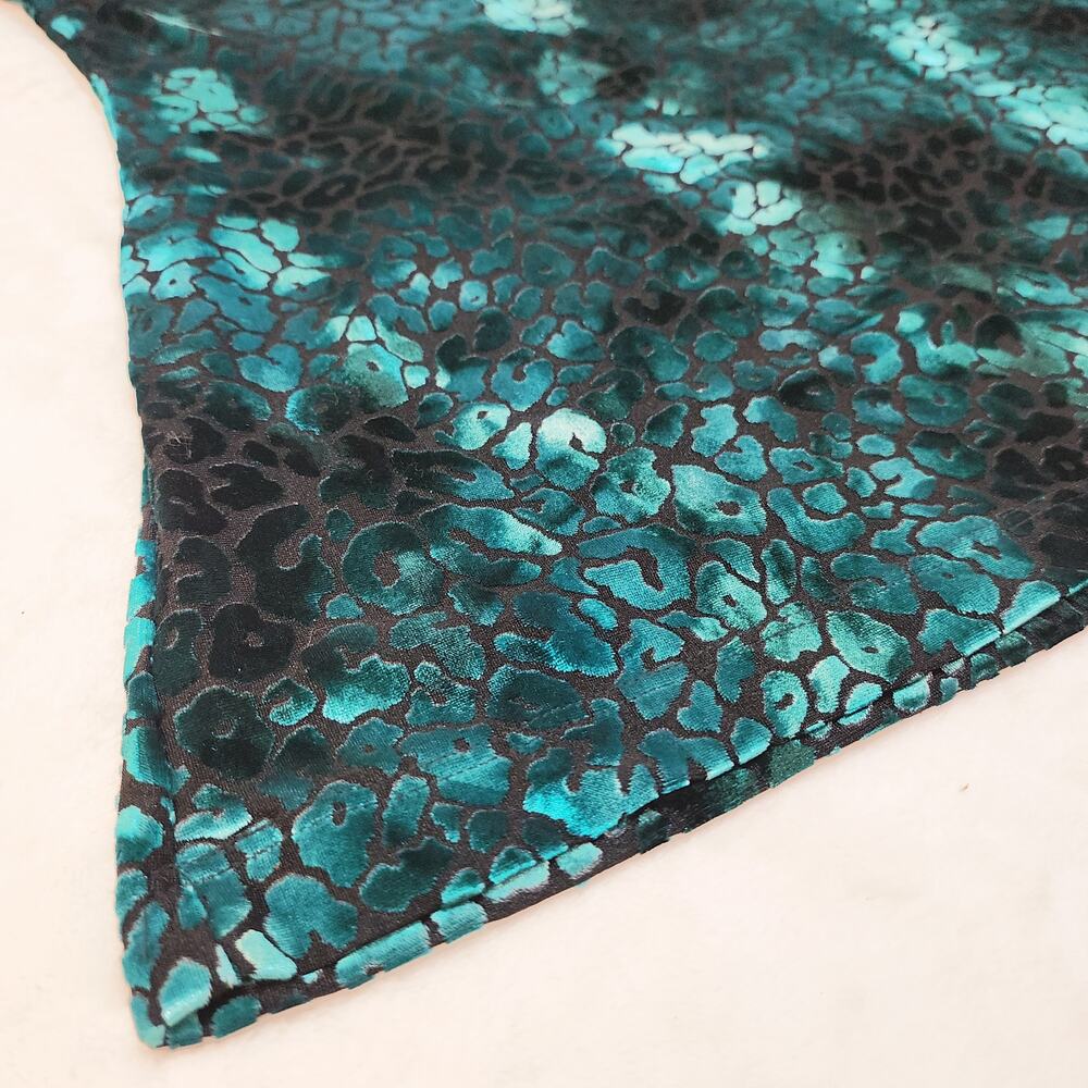 Vintage Show Me Your Mumu Teal Velvet Leopard Top Small Whimsigoth Metallic 90s - Picture 10 of 14